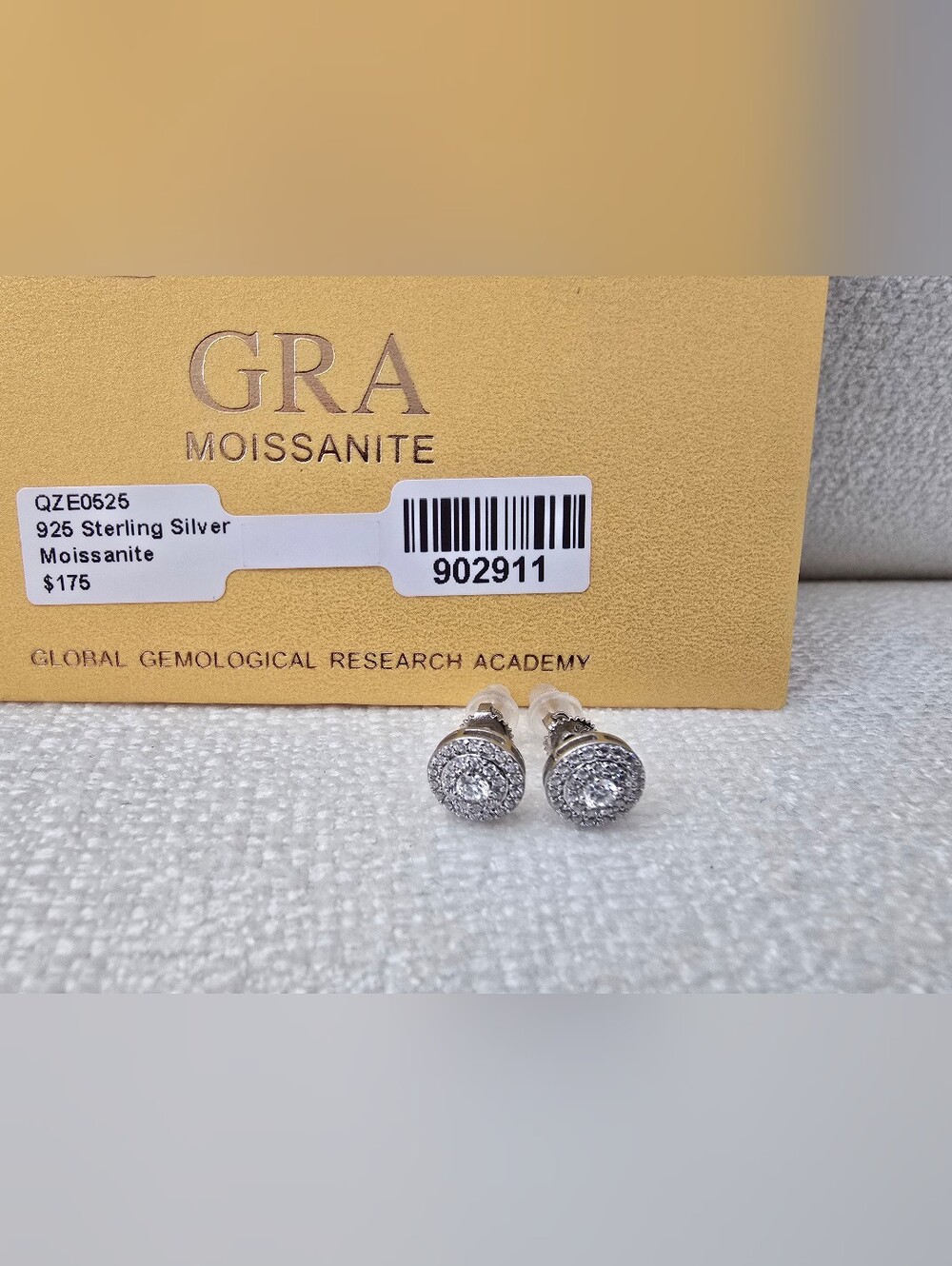 Sterling Silver Moissanite Double-Layer Halo Stud Earrings
